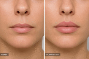Lip lift a Padova: risultato prima e dopo con correzione del labbro superiore e miglioramento del profilo periorale